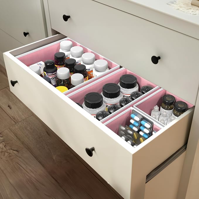 Simple Houseware Foldable Drawer Organizer Stocking Bin, Set of 12, Pink | Fabric Storage Bins for Clothes, Underwear, Bra, Panty, Socks, Onesies – Closet & Dresser Dividers for Home - Image 7