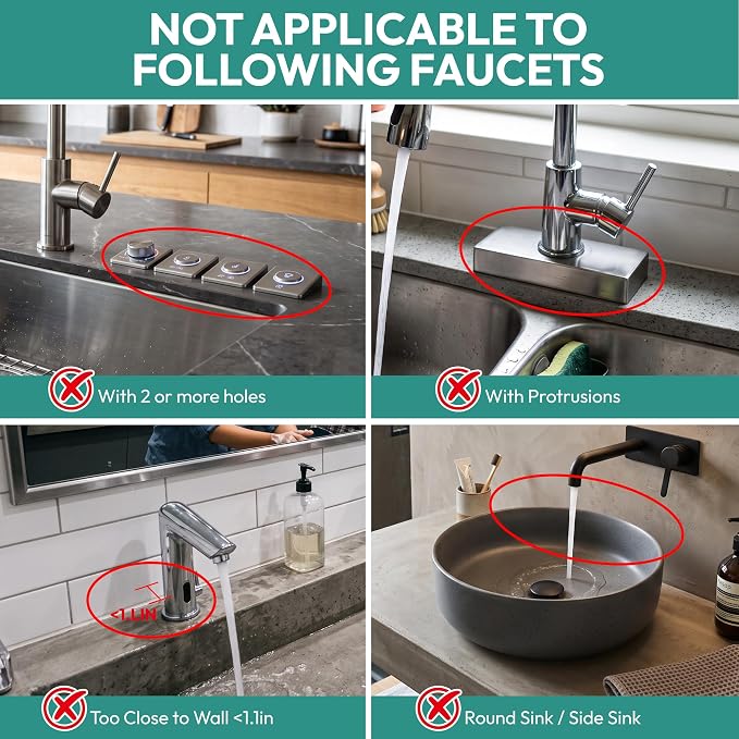 24" Longer Silicone Faucet Mat for Kitchen Sink Splash Guard | 8° Slope Fast Self-Draining, No-Cut Universal Fit Single Faucet Draining Mat, Countertop Protector Kitchen & Bathroom, Grey - Image 4