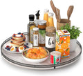 AMH 21-Inch Whitewashed Farmhouse Wooden Lazy Susan Organizer | Smooth rotating oak tray with walnut finish for dining tables, kitchen counters, pantries and cabinet storage. by AMH