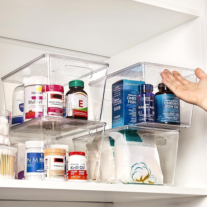 Vtopmart 6 Pack Clear Stackable Storage Bins with Lids and Handles, Large | BPA-free Plastic, Organize Vertically, For Pantry Kitchen Fridge Cabinet Closet Bathroom, Built to Last, Easy to Move - Image 6