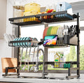 ADBIU Over The Sink Dish Drying Rack (Expandable Height and Length) Snap-On Design 2 Tier Large Dish Rack (27-40L x 12W x 32.5-37H (inches)) by ADBIU