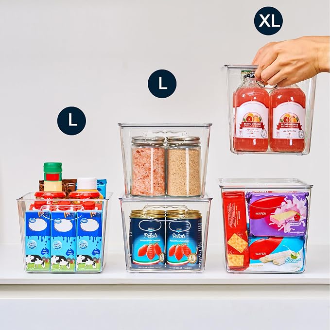 theaoo Large Clear Storage Bins with Lids, Stackable Containers, 8 Pack | Pantry Organization And Storage For Kitchen, Fridge, Garage And Cabinets. Clear Design Keeps Items Organized - Image 7