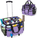 LoDrid Professional Rolling Cleaning Bag with Detachable Trolley, Purple | Portable Cleaning Cart with Shoulder Strap for Housekeepers, Patent Design by LoDridDirect