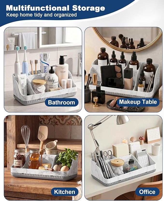 Bathroom Counter Organizer and Storage, 7 Slots Detachable Toothbrush Holders for Bathrooms, Anti-Slip Electric Toothbrush and Toothpaste Holder Countertop - Image 7