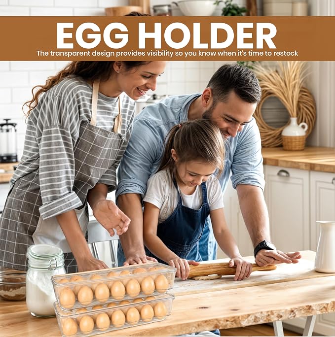Utopia Home Egg Holder for Fridge, Stackable Egg Container, 2 Pack, Clear | With Lid and Handle, For Refrigerator Organization, Egg Holder For Kitchen or Pantry Organizers and Storage - Image 2