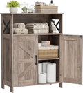 Homhedy Farmhouse Bathroom Storage Cabinet with Doors, Small Floor Cabinet | Toilet Paper Cabinet with Adjustable Shelf, Freestanding Storage Cabinet for Kitchen/Laundry/Living Room, 24"W, Greige by Homhedy
