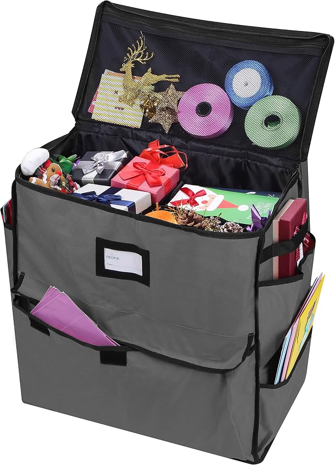 Unique Holiday Storage Organizer Gift Bag and Wrapping Accessories (Gray) by ProPik