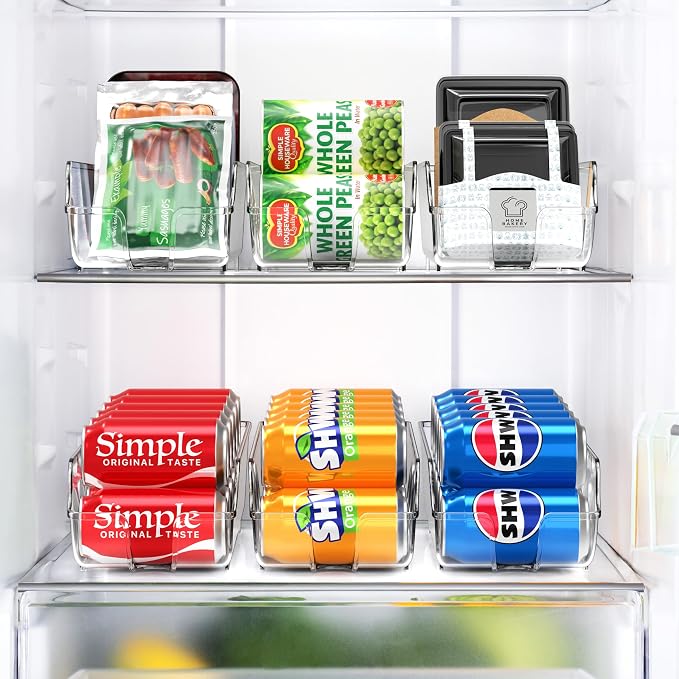 Simple Houseware Soda Can Organizer Dispenser Refrigerator/Pantry, Set of 6 | Clear - Image 8