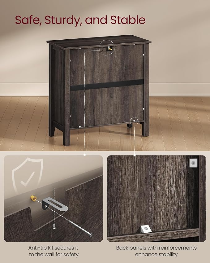 VASAGLE LIRY Collection - Buffet Cabinet, Coffee Bar Cabinet with a Drawer, Adjustable Shelf, Sideboard Storage with Cable Hole, Drawer Divider, Taupe Brown UBBK341TA01S - Image 6