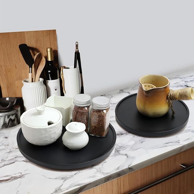 10 inch Black Wood Lazy Susan Organizers, ACIAZAAZ Lazy Susan Turntable - Image 5