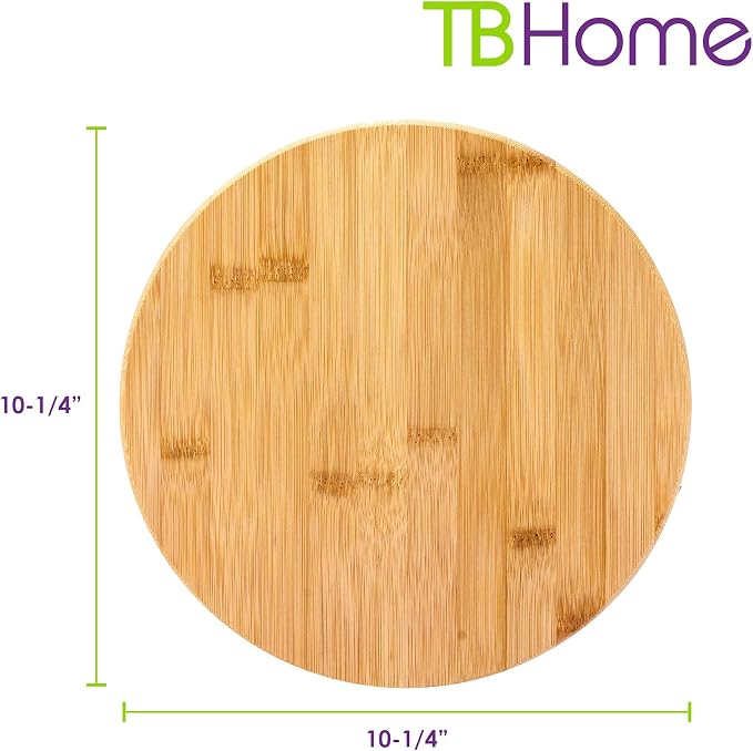 TB Home 10 Inch Bamboo Lazy Susan Turntable for Kitchen, Cabinet or Pantry | Keep spices, sauces, condiments, and seasonings within reach. Sized for kitchen cabinets, pantries, and countertops. - Image 7