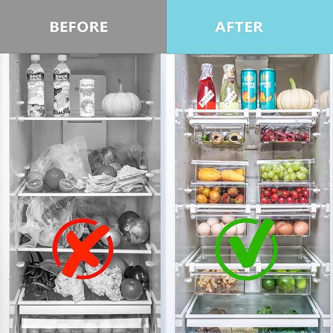2Pcs Refrigerator Organizer Bins Refrigerator Drawer Fridge Organizers | 2Packs Refrigerator Organizer Fridge Egg Drawer, Pull-out Fridge Storage Box Refrigerator Egg Drawer - Image 8