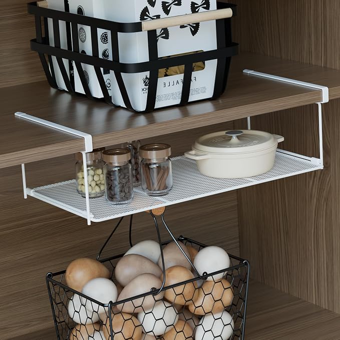 Foldable Metal Under Cabinet Organizer,Multi-Functional Hanging Storage Rack for Aluminum Foil,Plastic Wrap,Kitchen Wipes,Space-Saving,Tool-Free Install,Rust-Resistant,Ideal for Kitchen (Black) - Image 5