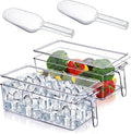 Havawish 2 Sets Ice Storage Bin for Freezer, 12.4 x 5.91 x 3.94 Inches | Plastic Ice Container with Flexible Scoop Lid and Handle for Home Office Fridge Storage by Havawish