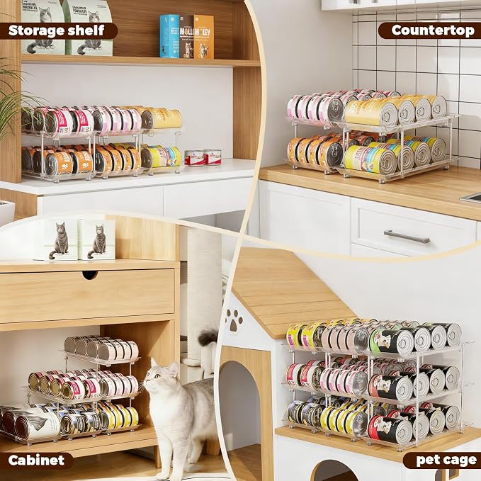 Cat Food Can Organizer, 3-Tier Adjustable | Modular, For Pantry & Fridge, Fits 3oz & 5oz Cans, Clear, Soup Cans Storage - Image 7