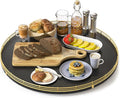 Oroyutor 18" Oak Wooden Lazy Susan Turntable for Dining Table, Large Round Lazy Susans Organizer for Kitchen Countertop, Tabletop 360°Rotating Tray for Spice Organization Gold Black Home Decor by Oroyutor