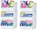XLarge Stackable Storage Bins Open Front for Pantry Storage, 6 Pack - White | Sturdy Plastic, Easy Stacking, Open Front Access, Ventilated Sides, Vertical & Space Saving Pantry Organizers and Storage Bin by Skywin