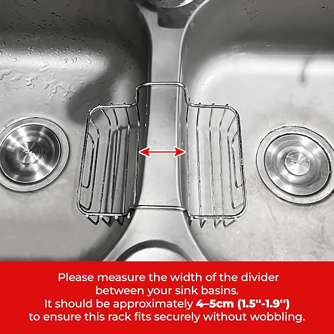 BuleVina Stainless Steel Sponge Holder for Kitchen Sink - Never Rust Hanging Saddle Double for Soap Kitchen Sink Caddy 2.2 inch, Rustproof Organizer for Dishwashing and Brush Drying - Image 2