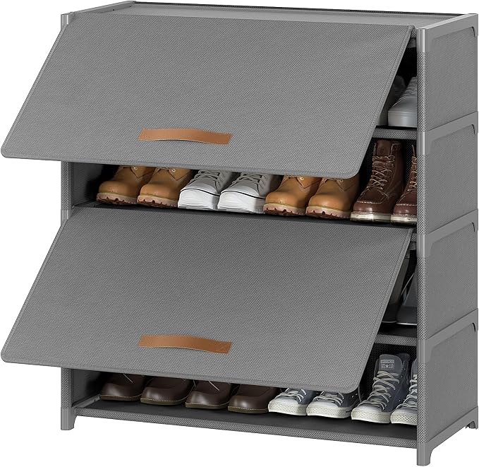 5 Tier Shoe Cabinet with Door, 20-Pair Storage, Grey | Ideal for Daily Family Use, Door Keeps Shoes Dust-Free, Stops Pets from Chewing, Simple Tool-Free Install by UNITSTAGE