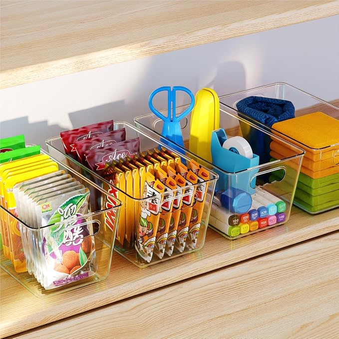 Clear Fridge Organizer Bins with Handles, 6 Pack 9.5×5×4.5 Inch | Clear storage bins with handles, food organizer basket for kitchen, fridge, freezer and bedrooms - Image 4