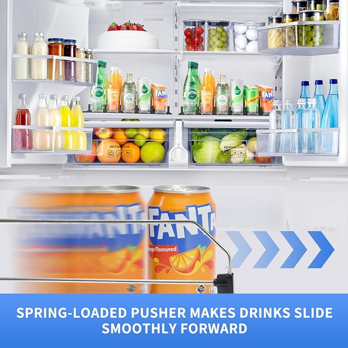 Automatic beverage rack for refrigerator – push-button beverage dispenser – suitable for 12oz/16oz canned beverages, 3 rows, holds up to 15 cans of soft drinks, - Image 3