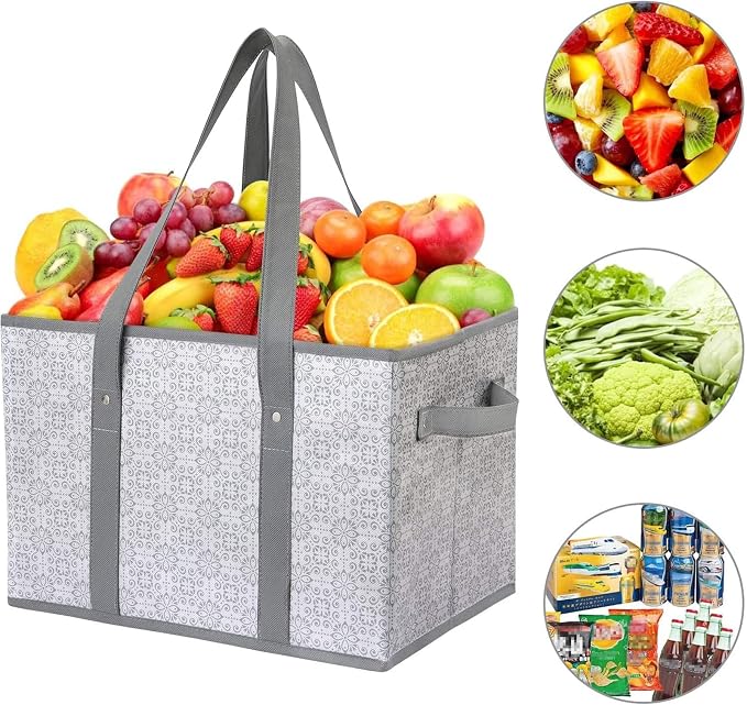 Reusable Grocery Bags 6 Pack, Foldable & Water Resistant Shopping Bags | Large Grocery Tote Bag Water Resistant Shopping Bags Foldable Grocery Bag for Clothes,Shoes and Picnic - Image 2