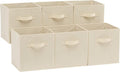 Amazon Basics Collapsible Fabric Storage Cubes Organizer with Handles, Sturdy Storage Bins for Organization, 10.5" x 10.5" x 11", Beige, 6 Count (Pack of 5) by AmazonBasics