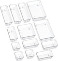SMARTAKE 13-Piece Drawer Organizers with Non-Slip Silicone Pads, 5-Size | Clear Desk Bathroom Drawer Organizer Trays Storage Tray for Makeup, Jewelry, Utensils in Bedroom Dresser, Office and Kitchen by SMARTAKE