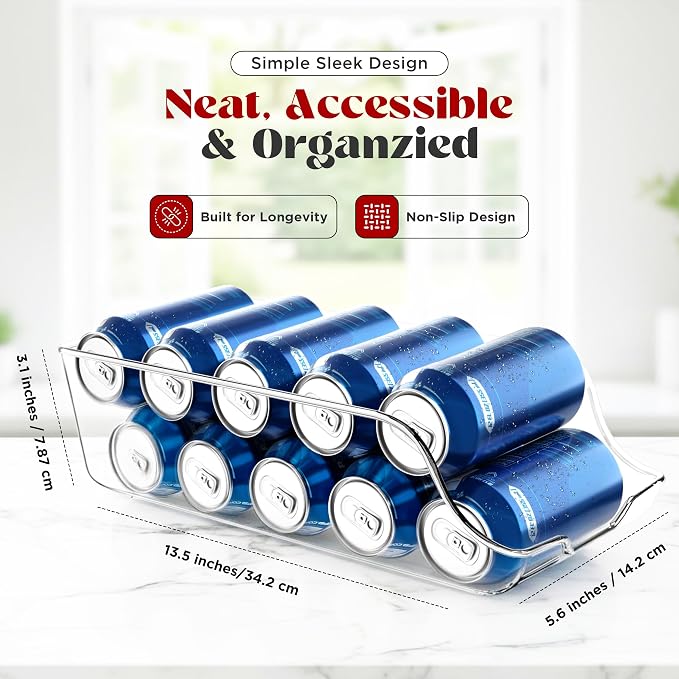 Utopia Kitchen Soda Can Organizer for Refrigerator & Pantry, 6 Pack, Clear | Durable Can Storage Organizer for Fridge & Kitchen Organization - Image 2