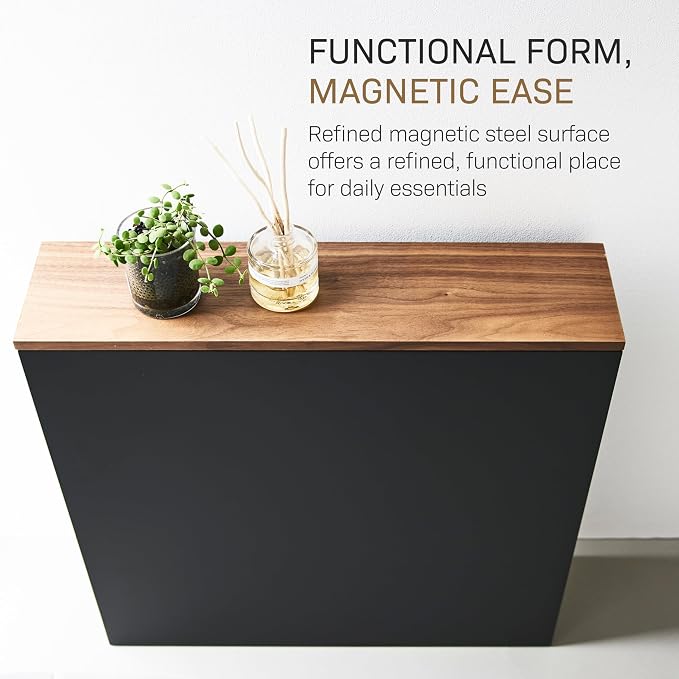 Yamazaki Home Pull-Out Bathroom Storage Cabinet with Wood Top, Black | Slim space-saving bathroom storage cabinet with a natural wood top. Clever pull-out design. Holds 12 rolls of toilet paper. - Image 9