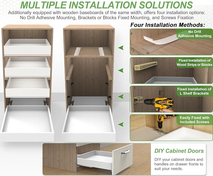 MyLifeUNIT Wood Pull Out Drawer for Cabinet Pre-Assembled, 18" W x 21" D | Soft Close, Full Extension Pull-Out Cabinet Organizer Shelf, Slide Out Drawer for Kitchen Cabinet, Easy Bottom Installation - Image 7