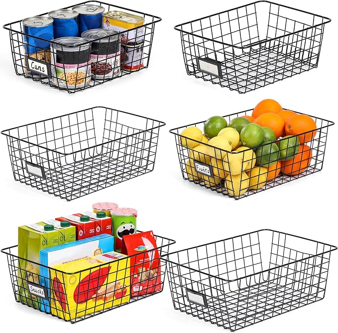 6 Pack Wire Baskets for Pantry Organization and Storage, Kitchen Organizer, 2 XXLarge & 2 XLarge & 2 Large - Image 8
