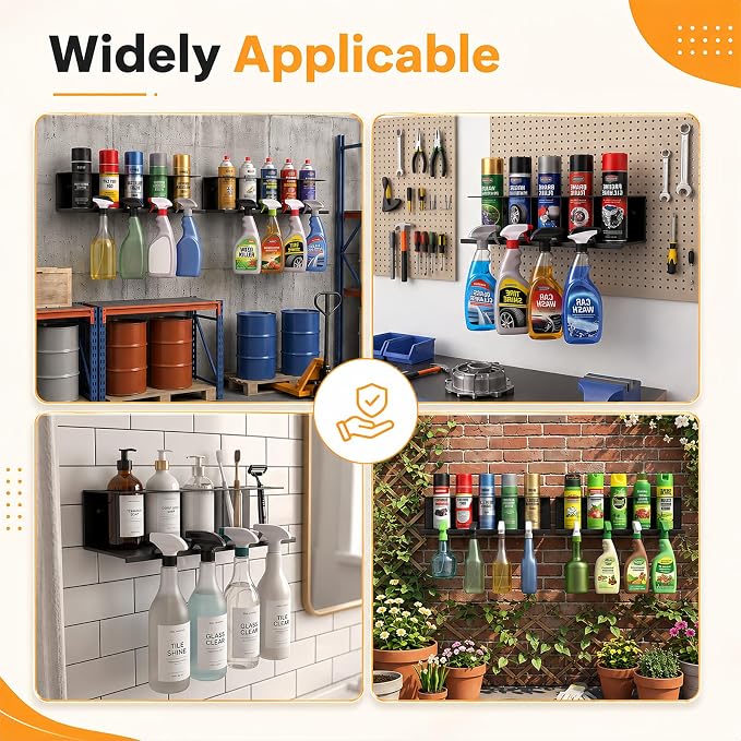 4Pcs Wall-Mounted Aerosol Spray Can Holder for Garage and Workspace | Steel Multi Hole Spray Bottle Rack, Flexibly Utilize Storage Space, Black Powder-Coated, No Assembly Required - Image 7