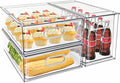 Mano 3PackFridge Drawer Pull Out Stackable Bins with Handle Clear Refrigerator Drawers Organizer Food Storage Container Box with Dividers Plastic Produce Saver for Pantry, Cabinet, Kitchen（2L+1XL） by MANO