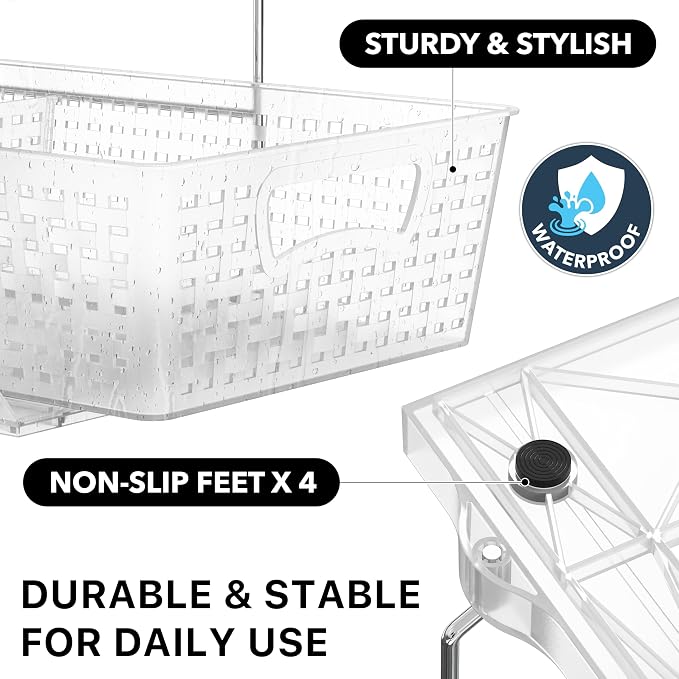 Simple Houseware 2 Tier Pull-Out Sliding Drawer Under Sink Storage, Clear | Great for Kitchen Bathroom Tray Shelf Organizer - Image 5