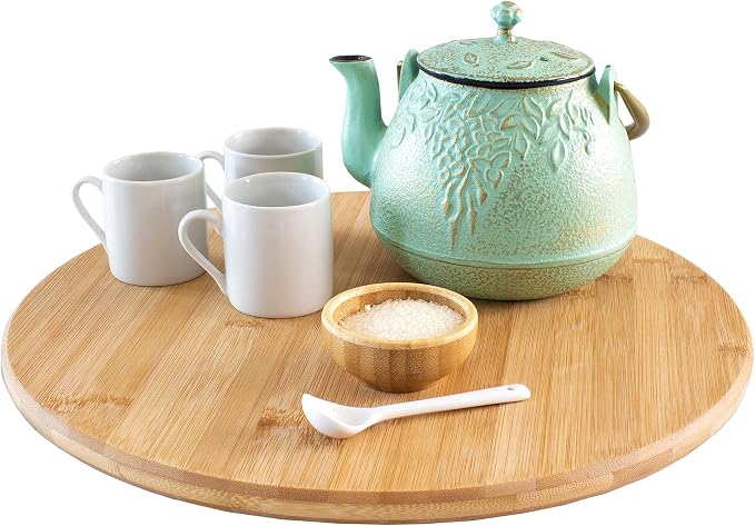 TB Home 14 Inch Bamboo Lazy Susan Turntable for Kitchen & Table Top | Keep spices, sauces, condiments, and seasonings within reach. Sized for kitchen cabinets, pantries, counters, and table tops. by TB+Home