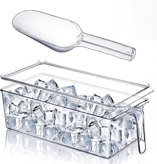 1 Set Ice Storage Bin for Freezer,12.4 x 5.91 x 3.94 Inches | Plastic Ice Container with Flexible Scoop Lid and Handle for Home Office Fridge Storage by Havawish