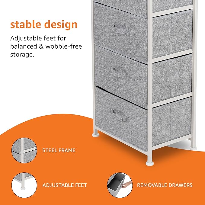 Amazon Basics Fabric 4-Drawer Storage Organizer Unit for Closet, Bedroom, White - Image 5
