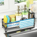 Cisily Large Sink Caddy Organizer with Towel Holder, Quick Dry Sponge Holder for Kitchen, Black Dish Brush Holder for Countertop, Kitchen Decor Storage and Essentials by CISILYHOMELIFE