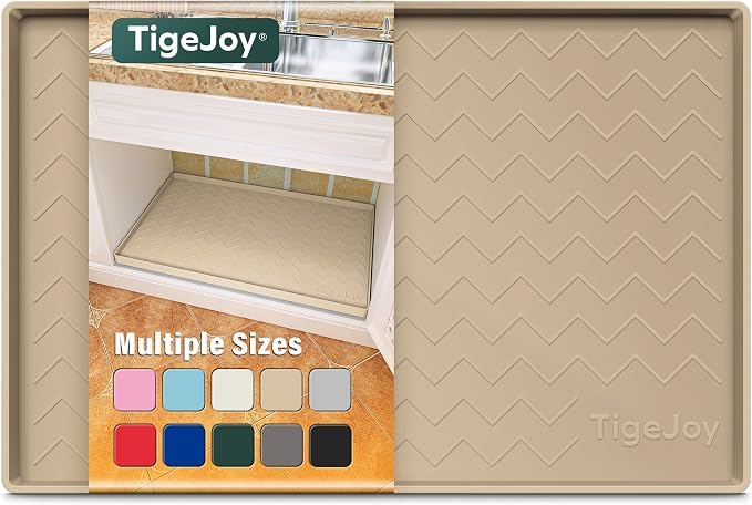 TigeJoy Under Sink Mats for Kitchen Waterproof 28" x 22", Cabinet Liner | Leak-Proof Silicone Mat Sink Protector, Kitchen Essentials Organizer and Storage,Boot or Shoe Tray, Pet Feeding Mat by TigeJoy