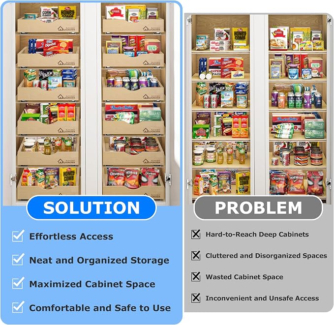 WelFurGeer Soft Close Pull Out Drawers for Kitchen Cabinets, 32" W x 21" D Pull Out Cabinet Organizer, Heavy-Duty Cabinet Organizer, Space-Saving Pullout Drawer for Home & Kitchen Organization - Image 3