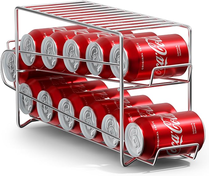 Sorbus Soda Can Rack Beverage Dispenser (1 Pack, Silver) – Holds 12 Standard 12oz Cans – Soda Can Organizer for Refrigerator, Pantry, or Countertop by Sorbus