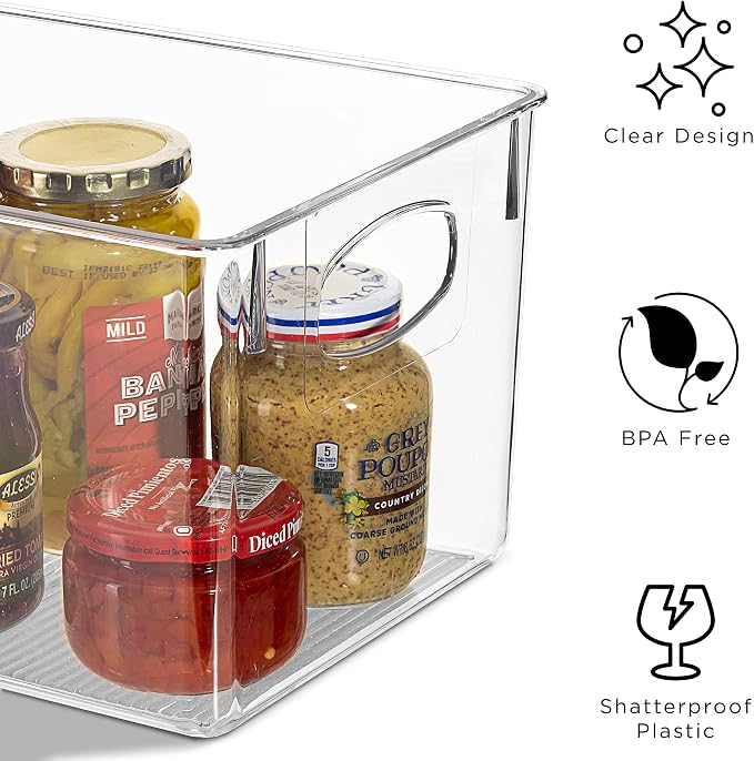 Sorbus Medium Clear Plastic Storage Bins for Shelves, Clothes, with Handle - Clear Storage Bins, Drawer, Shelf, Closet, Pantry, Fridge, Freezer Organizer Bins, Closet Organizers and Storage (2 pack) - Image 5