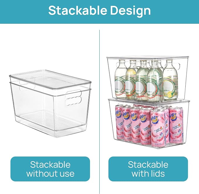 Vtopmart 16 Pack Clear Stackable Storage Bins with Lids, XLarge - Image 3