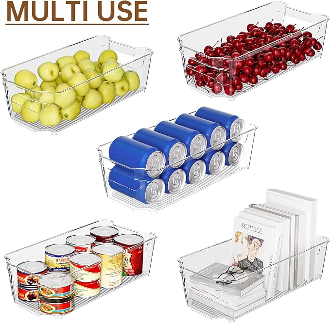 incostar Clear Fridge Organizer, Refrigerator Organizer Bins with Handle, Freezer, Kitchen Cabinet, Pantry Organization, BPA Free Fridge Organizers (12.4 inch 10 Pack) - Image 6