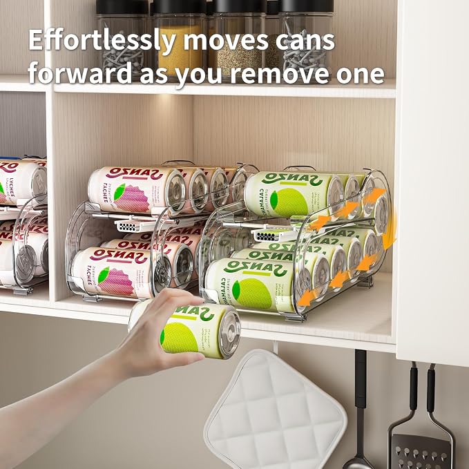 Drink Organizer for Fridge, Soda Can Organizer Dispenser for Refrigerator with Automatic Rolling,Organize Standard Size 11.15oz or 12oz Cans Drink,Save Space for Fridge、Kitchen、countertop - Image 4