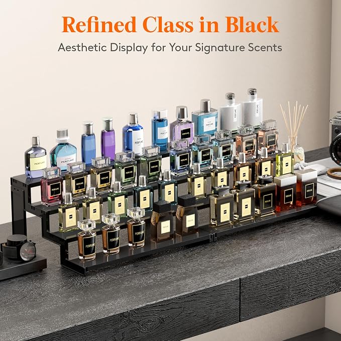 Lifewit 14″ Spice Rack, Perfume Cologne Stand,Tool-Free Assembly, 1 Pcs | 4-Tier Black Display Riser Shelf, Cupcake Stand, Seasoning Figurine Makeup Holder, Room Decor, Kitchen Cabinet Storage - Image 4