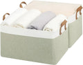 StorageWorks Closet Storage Bins, Green and White, Extra Large, 2-Pack | With Reinforced PU Handles, Metal Frame, Collapsible, Storage Basket for Shelves, Closet, Holds Clothes, Towels, Blankets by StorageWorks