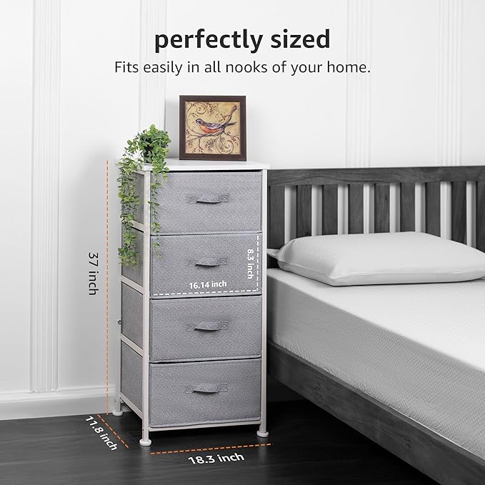 Amazon Basics Fabric 4-Drawer Storage Organizer Unit for Closet, Bedroom, White - Image 2