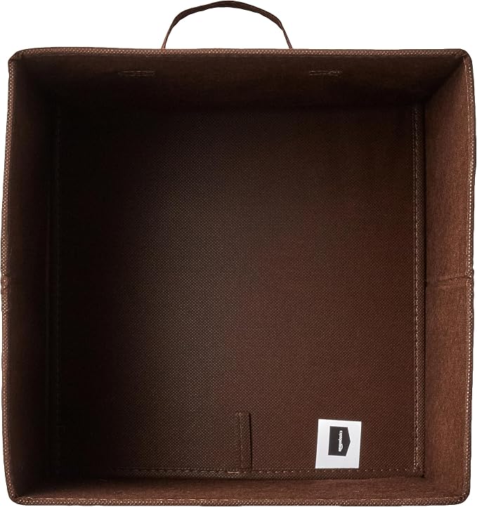 Amazon Basics Collapsible Fabric Storage Bins with Handles, Cube Organizer for Home Organization, 13" x 13" x 13", Brown, 6-Pack - Image 3
